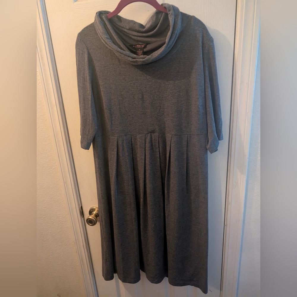 Robbie Bee Plus Size Gray Cowl Neck Sweater Dress